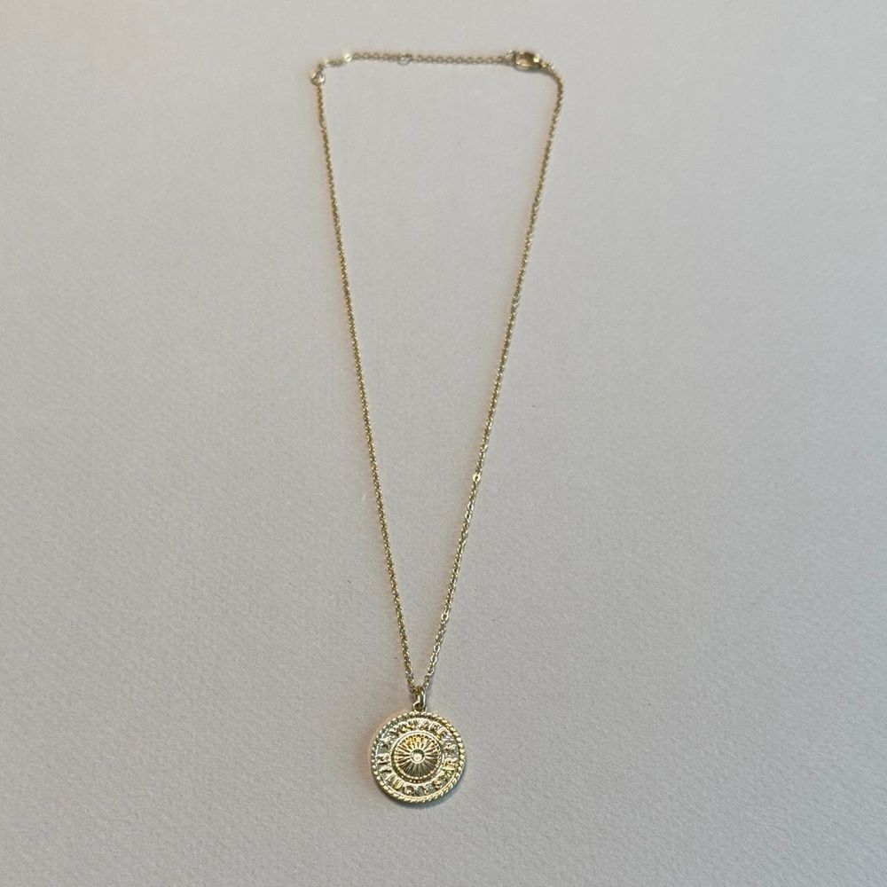 Anthropologie Gold Sunburst Medallion Necklace